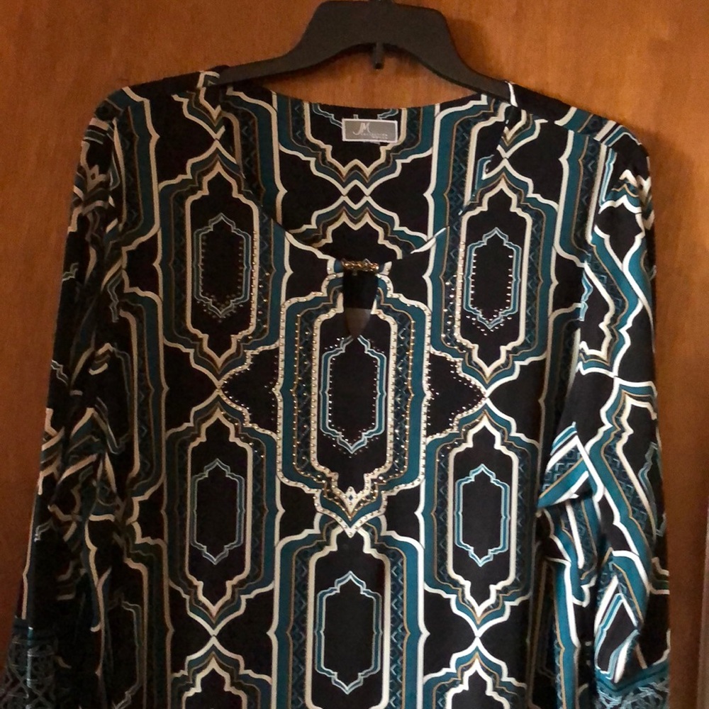 Decorative Black and Deep Teal Tunic